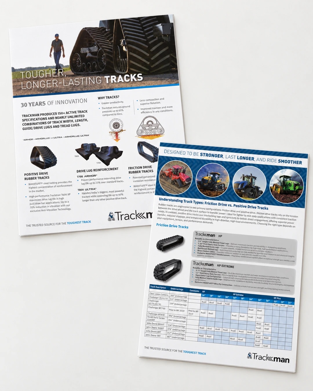 Cinematic artwork of the two Trackman sales flyers, based on the original printed layouts